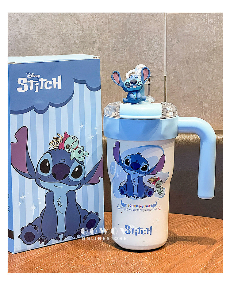 Stitch Insulated Cup with Straw, Ice Cup, Coffee Milk Large Capacity, High Aesthetic Portable Office Car Cup