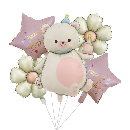 Cross-Border Matte Magic Cake Bear Aluminum Foil Balloon Set Children's Birthday Balloon Party Decoration Scene Setup