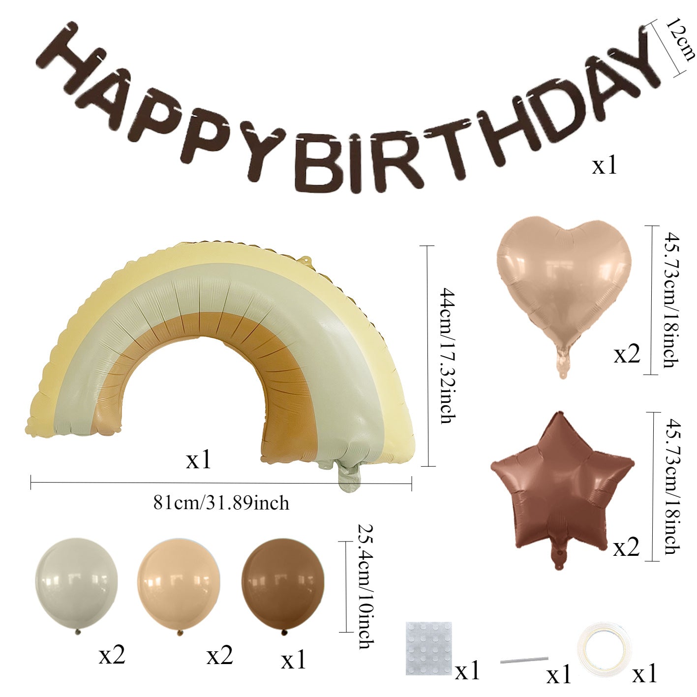 Matte Birthday Balloon Set with Banner Decoration Party Setup Baby Shower Bear Airplane Rainbow Matte Balloons
