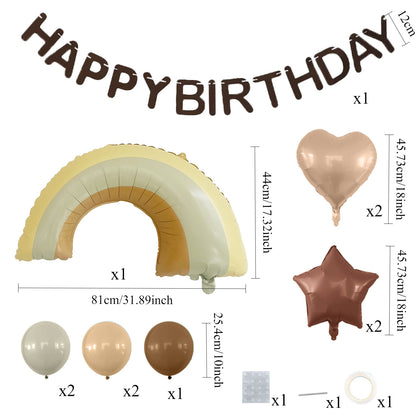 Matte Birthday Balloon Set with Banner Decoration Party Setup Baby Shower Bear Airplane Rainbow Matte Balloons