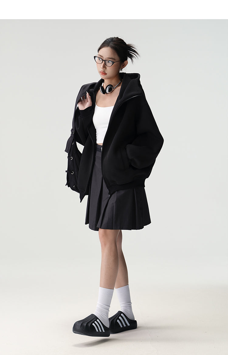 Bluescola 420g Heavyweight Hooded Cardigan Sweatshirt for Women with High-End Feel, Oversized Air Hoodie, Thick Sports Jacket