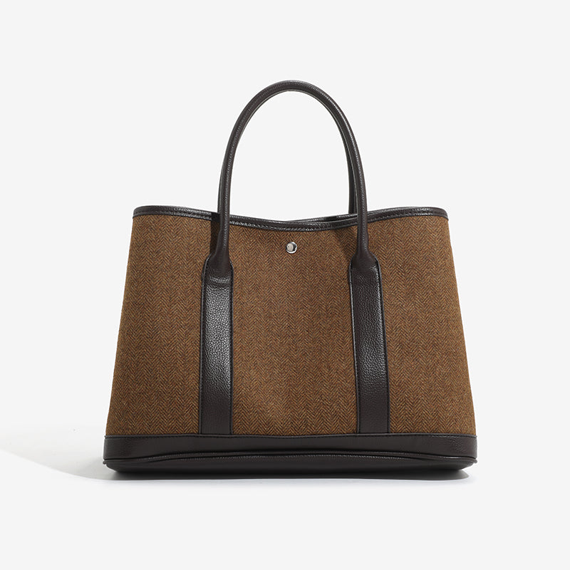Canvas with Cowhide Garden Bag Large Capacity Genuine Leather Contrast Color Handbag for Women2025New Single Shoulder Crossbody Tote Bag