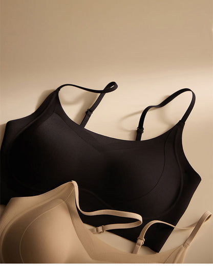 Cerotich Foundation Liquid Underwear Seamless Push-Up Bra for Women Thin Wide Straps Side Breast Collection Jelly Fixed Cup Bra