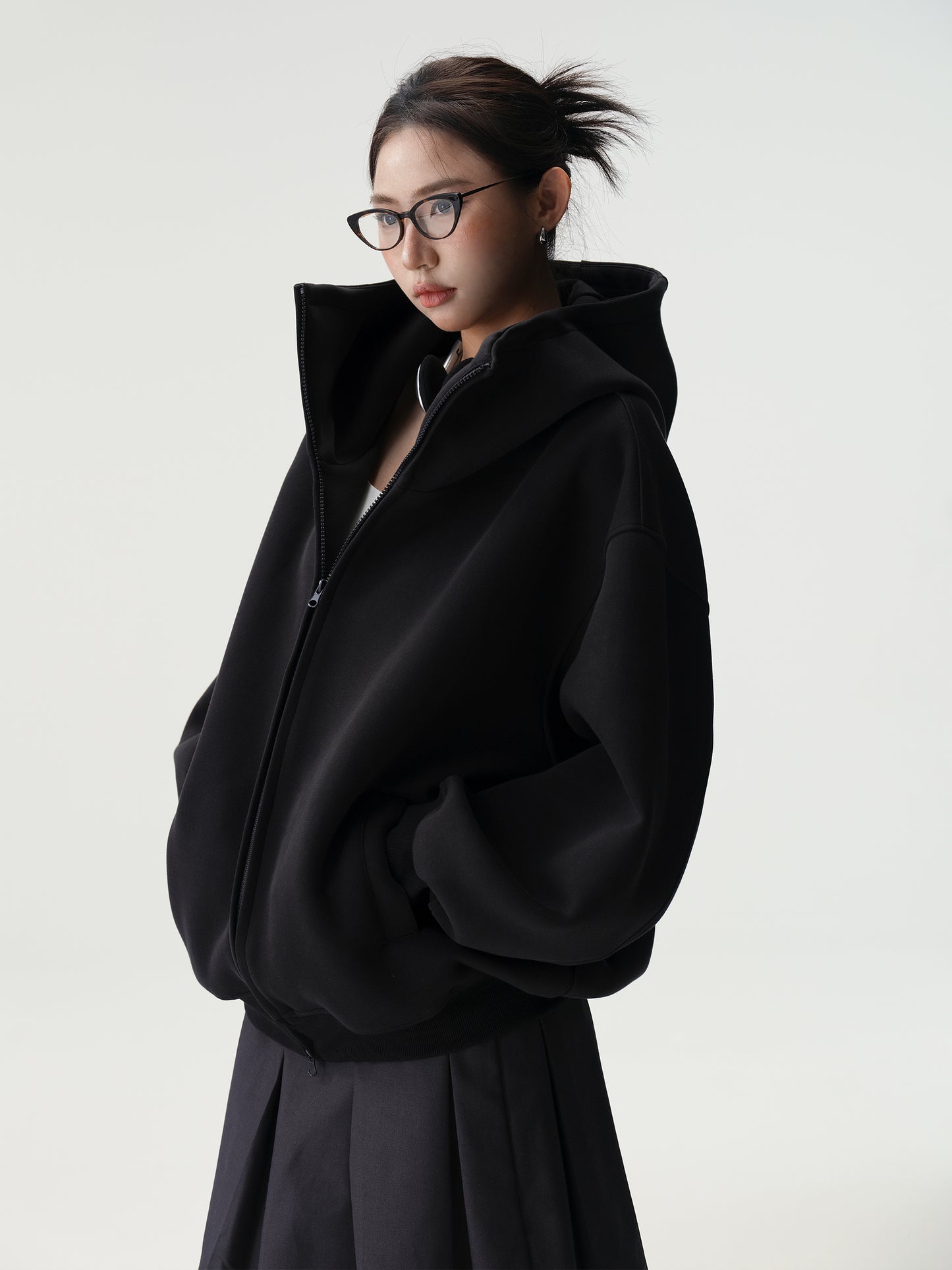 Bluescola 420g Heavyweight Hooded Cardigan Sweatshirt for Women with High-End Feel, Oversized Air Hoodie, Thick Sports Jacket
