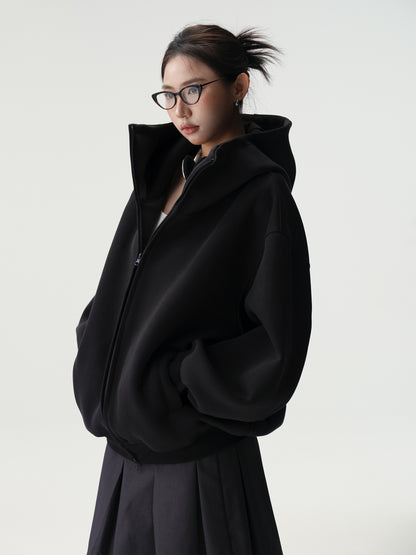 Bluescola 420g Heavyweight Hooded Cardigan Sweatshirt for Women with High-End Feel, Oversized Air Hoodie, Thick Sports Jacket