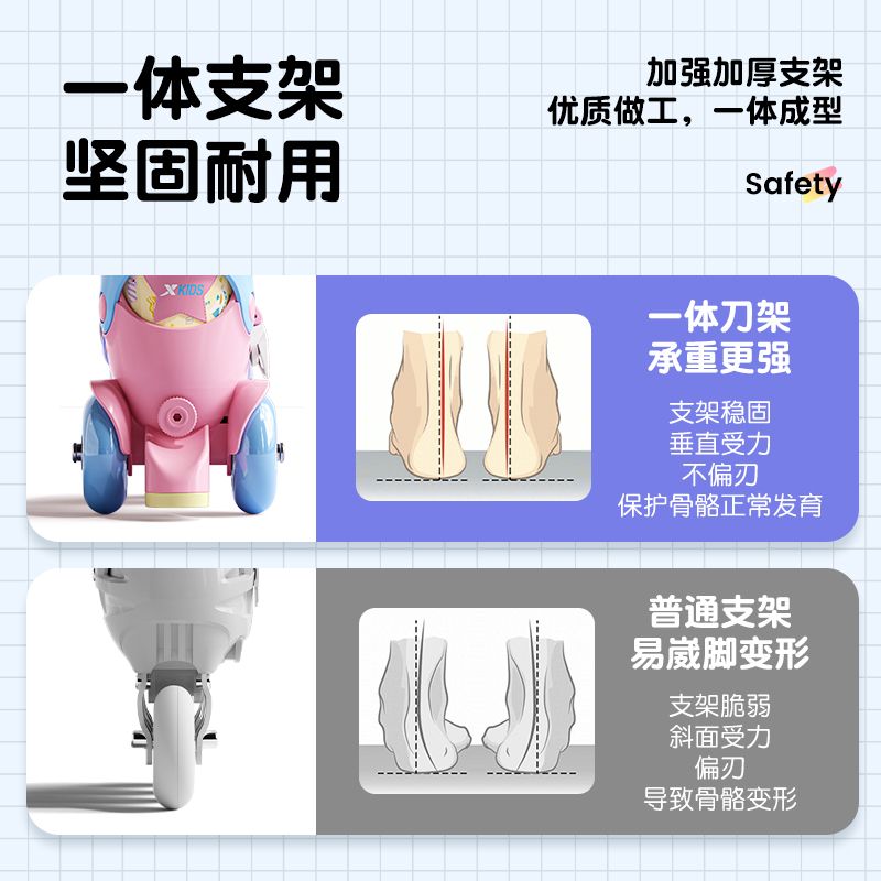 Xtep Roller Skates for Toddlers Boys and Girls Beginner Kids Roller Shoes3Years Old2Children's Double Row Roller Skates