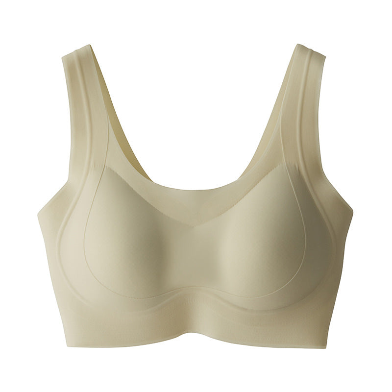Cerotich Foundation Liquid Underwear Seamless Push-Up Bra for Women Thin Wide Straps Side Breast Collection Jelly Fixed Cup Bra