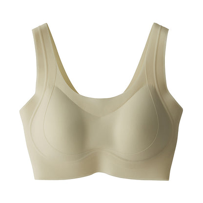 Cerotich Foundation Liquid Underwear Seamless Push-Up Bra for Women Thin Wide Straps Side Breast Collection Jelly Fixed Cup Bra
