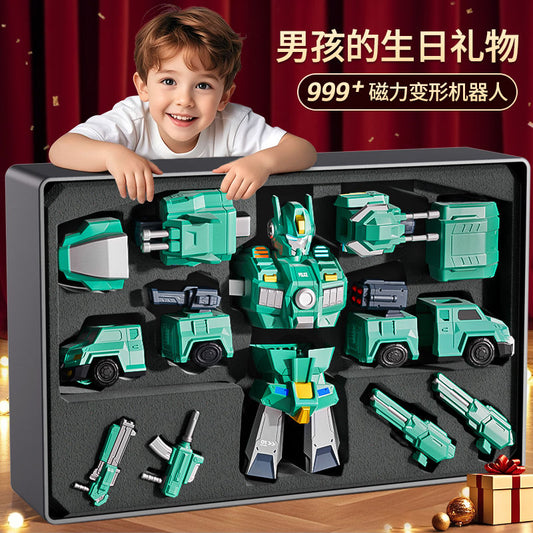 Magnetic Building Blocks Children's Educational Toys Transforming Engineering Vehicle Robot Boys Birthday Gift