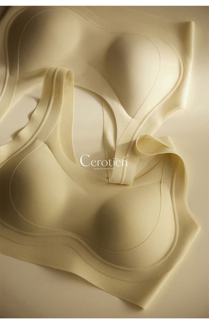 Cerotich Foundation Liquid Underwear Seamless Push-Up Bra for Women Thin Wide Straps Side Breast Collection Jelly Fixed Cup Bra