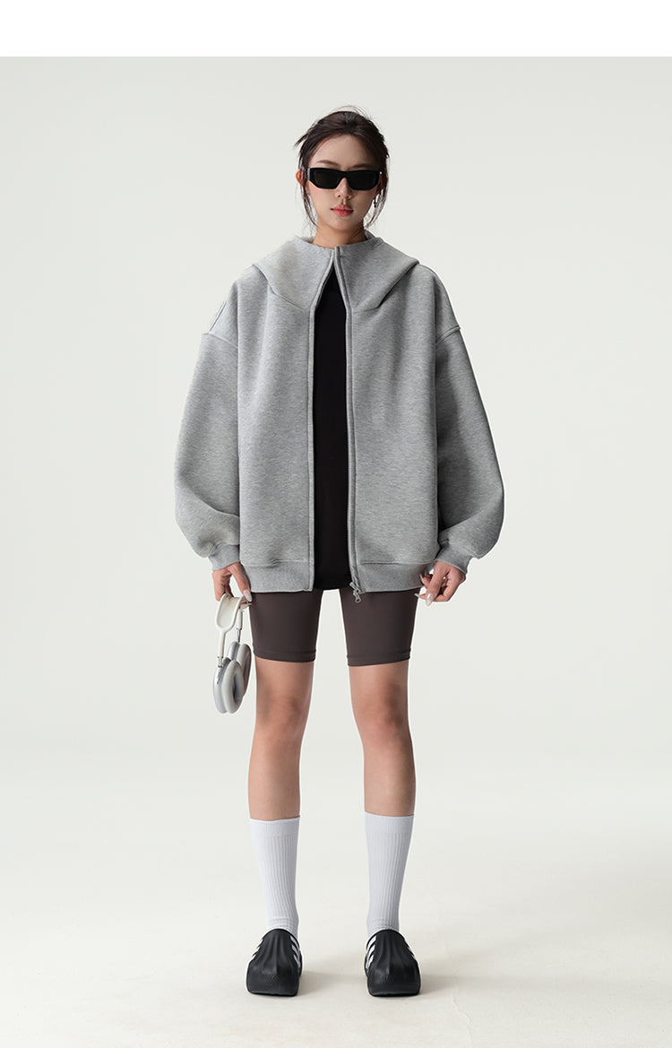 Bluescola 420g Heavyweight Hooded Cardigan Sweatshirt for Women with High-End Feel, Oversized Air Hoodie, Thick Sports Jacket