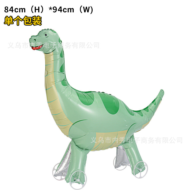 4D Large Wheel Animal Aluminum Foil Balloon 3D Elephant Creative Rolling Balloon Street Stall Toy Party Decoration