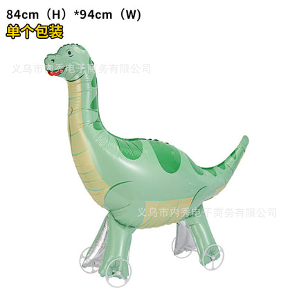 4D Large Wheel Animal Aluminum Foil Balloon 3D Elephant Creative Rolling Balloon Street Stall Toy Party Decoration