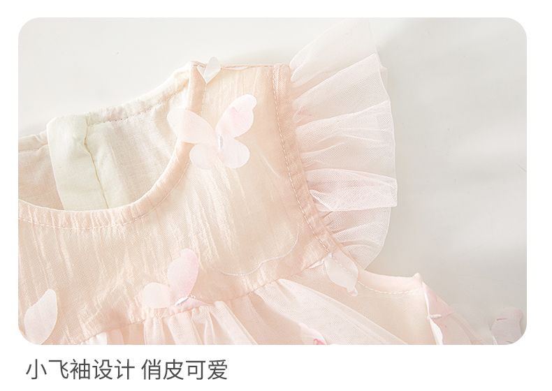 Banxidi Girls' Dress Summer New Fashionable Baby Princess Dress First Birthday Dress Children's Mesh Dress Children's Clothing