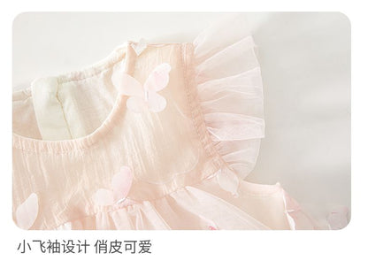 Banxidi Girls' Dress Summer New Fashionable Baby Princess Dress First Birthday Dress Children's Mesh Dress Children's Clothing