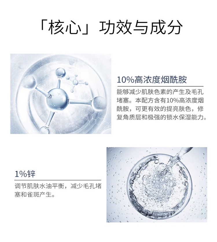【Bonded Straight Hair】The Ordinary10%Nicotinamide+1%Zinc Essence Brightens and Lightens Acne Scars30ml