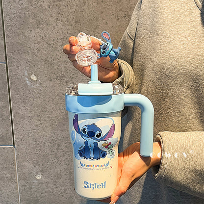 Stitch Insulated Cup with Straw, Ice Cup, Coffee Milk Large Capacity, High Aesthetic Portable Office Car Cup