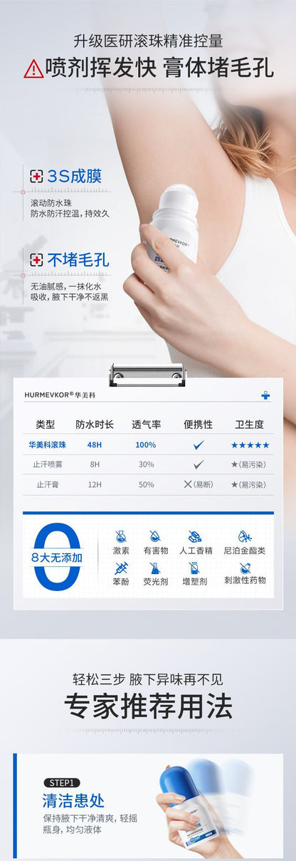 Huamel Department16%Tetrafluoroaluminum Zirconium Antiperspirant Underarm Deodorant Non-Spray Odor Removal Roll-On Official