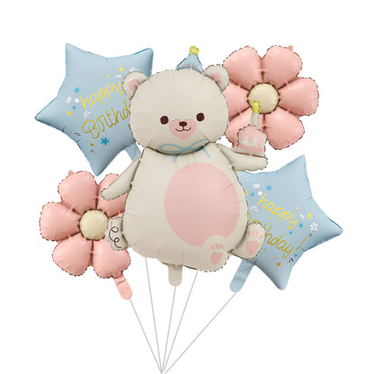 Cross-Border Matte Magic Cake Bear Aluminum Foil Balloon Set Children's Birthday Balloon Party Decoration Scene Setup