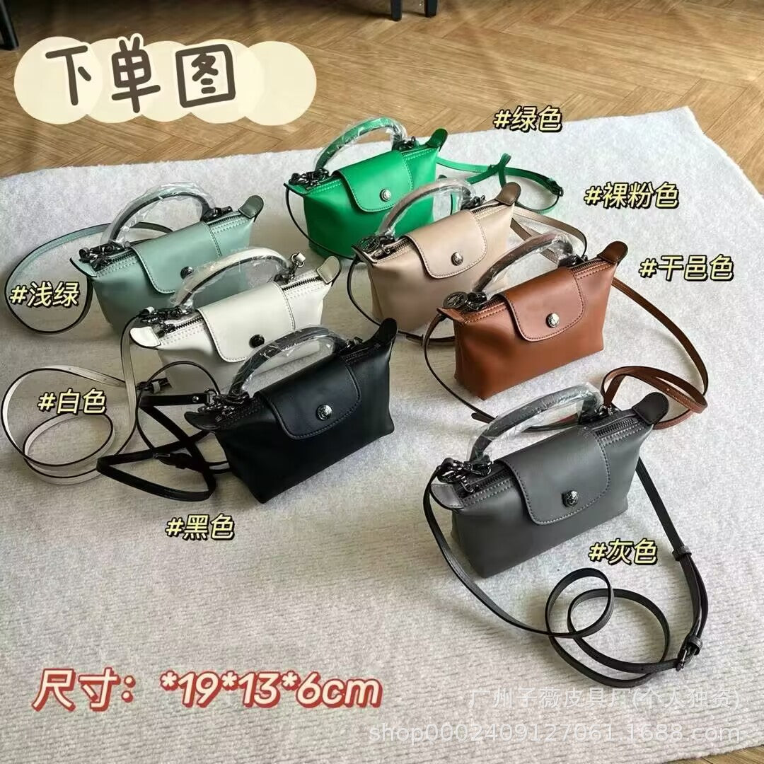 New Longchamp Xtra Mini Dumpling Bag Cowhide Shoulder Crossbody Bag Women's Bag mini Handheld Crossbody Dumpling Bag